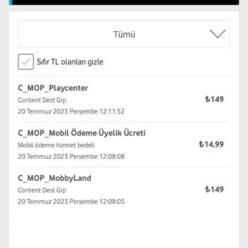Vodafone Mobil Ödeme Tutarı
