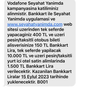 Vodafone Seyahat Yanımda Seyahat Yanımda Ve Bankkart Lira Kampanya Mağduriyeti