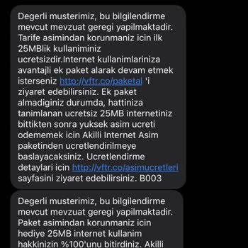 Vodafone Otomatik İnternet Biriminde Paket Alımı