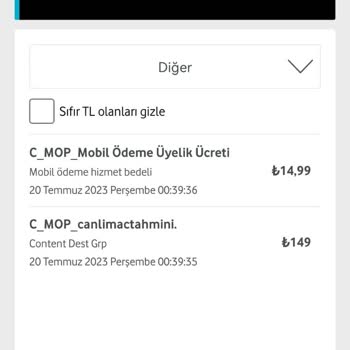 Vodafone İzinsiz Üyelik Yaptı Faturama Yansıdı