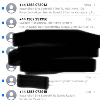 Vodafone Numarama +44 Numaralardan Sürekli Mesaj Geliyor