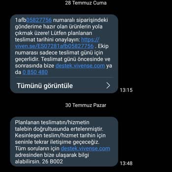 Vivense Sipariş Teslimi Sürekli Erteleniyor.