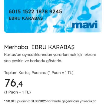 Mavi Kartuş Puan Kullanamama