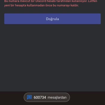 Discord.com Telefon Doğrulama Kodu