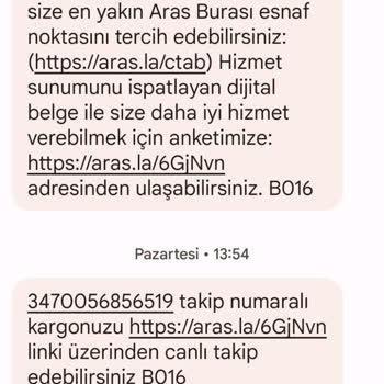 Aras Kargo İstinye Şubesi Kargomu Kaybetti.