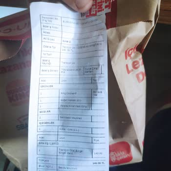 Burger King Ürün Eksikliği İadesi