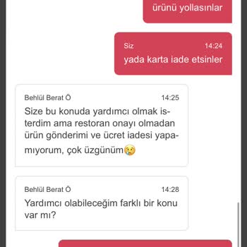 Yemek Sepeti HD İskender Gelmeyen Yemek Ücret İadesi