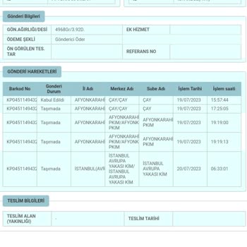 PTT Kargo Şirketinin İşini Yapmaması