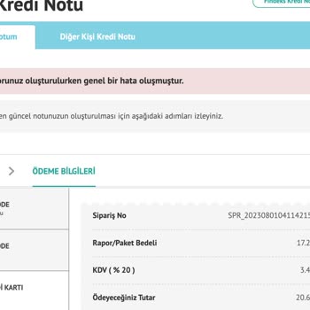 Findeks E100 - Raporunuz Oluşturulurken Genel Bir Hata Oluşmuştur.