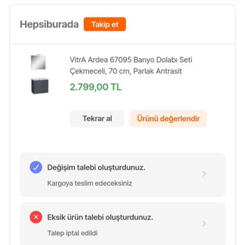 Hepsiburada 1.5 Aydır Değişim Kırık Gönderilen Lavaboyu Değiştirmiyor.
