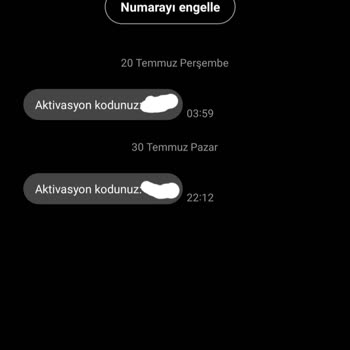 0850 701 40 11 +908507014011 Numarasından Gelen Bilgim Dışı Aktivasyon Kodu.
