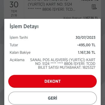 TCDD Paramı Çekti Fakat Biletimi Vermedi