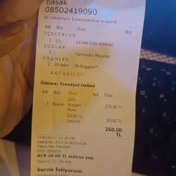 Trendyol Yemek Sürekli Eksik Ürün Gönderimi