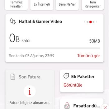 Vodafone Alınan Paketlerin Kullanılamaması