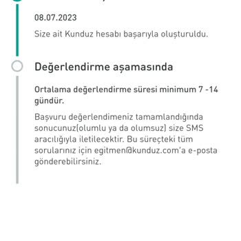 Kunduz Eğitmen Başvuruma Geri Dönüş Alamadım