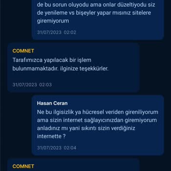 Comnet İnternet Bağlantı Hataları Ve Çözümlerinin Olmayışı