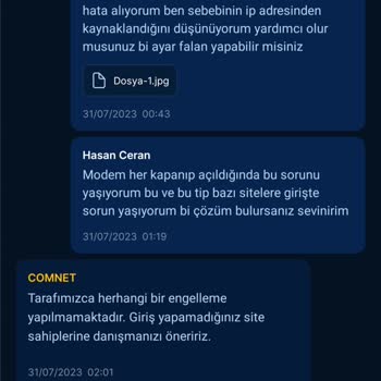 Comnet İnternet Bağlantı Hataları Ve Çözümlerinin Olmayışı