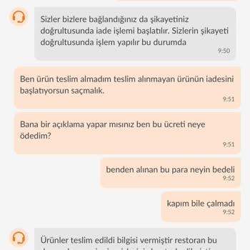 Trendyol Yemek Teslim Edilmeyen Siparişimin Parasını İade Etmiyor.