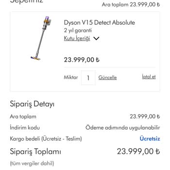 Dyson V15 Ödeme Sistemi Sorunu