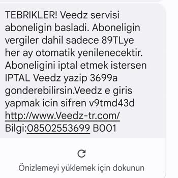 Veedz-tr.com Bana Sormadan Yapılan Abonelik Ücretinin İptalini İstiyorum