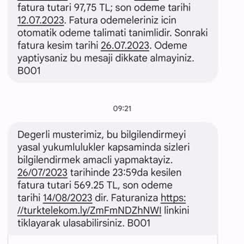 Kota Aşımı Türk Telekom Bilgilendirme
