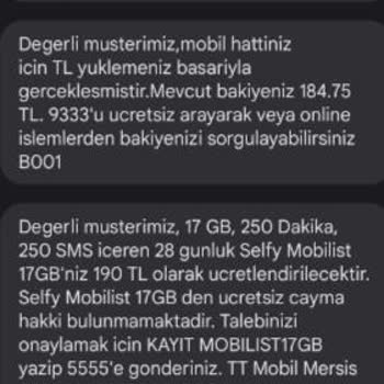 Türk Telekom Uygulamadan Satın Alınan Paket Hk