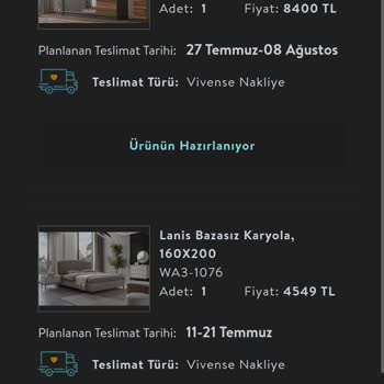 Vivense Teslim Edilmeyen Ürünler.