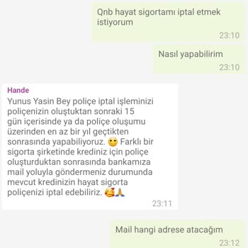 QNB Finansbank İhtiyaç Kredisi Hayat Sigortası İptali