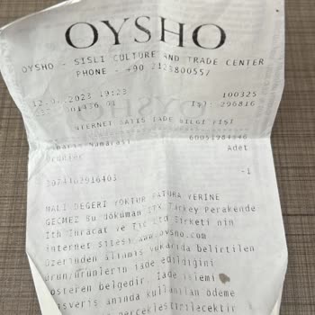 Oysho Paramı İade Etmiyor