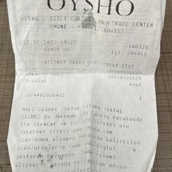 Oysho Paramı İade Etmiyor