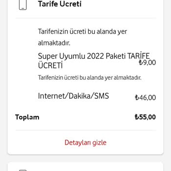 Vodafone Bilgim Dışı Fatura