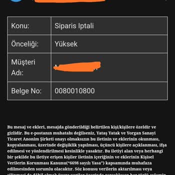 Enza Home İptal Ettiğim Halde Ürünü Gönderdiler.