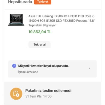 Hepsiburada'nın Hepsijet Kargosu Bilgisayarımı 2 Hafta Getirmedi
