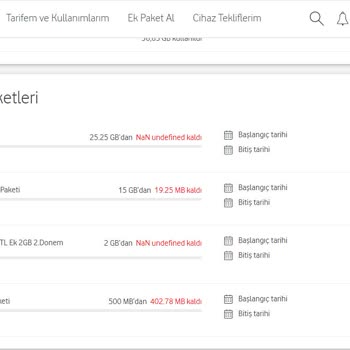Vodafone Bilgim Dışında Ücret Karşılığında İnternet Tanımlaması