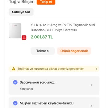 Hepsiburada Tuğra İletişim Yui Marka Buzdolabı Mağduriyeti