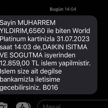 Daikin İzinsiz Ve Bilgim Olmadan Sipariş İptali Ve Fiyat Artışı