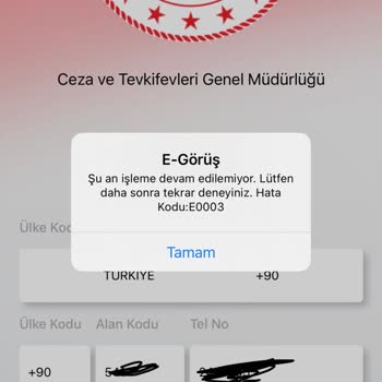 Adalet Bakanlığı E-görüş Uygulama Hatası