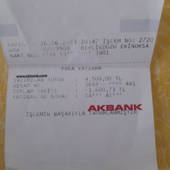 Akbank'ta Kredi Ödemesi Yapılmasına Rağmen Bakiye Eksiye Düşmesi