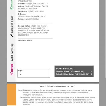 Gaziantep Şehitkamil Arçelik Yetkili Servis İlgisizliği.