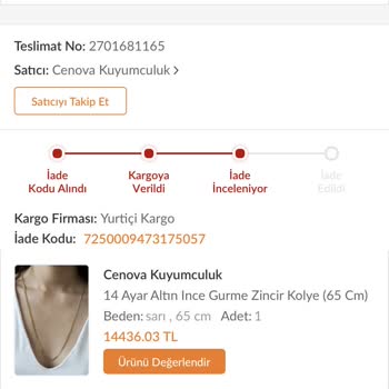 Trendyol Altın İade Süreci