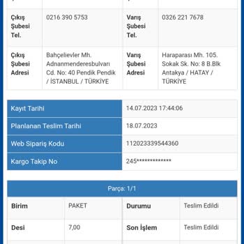 Sürat Kargo Kargomuzu Getirmeden Teslim Edildi Yazıyor