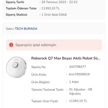 Çiçek Sepeti 'nde Siparişimin Sebepsiz İptal Edilmesi