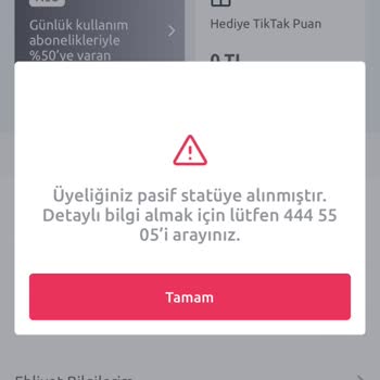Tiktak Üyelik İşlem Pasifliği