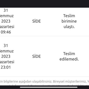 Yurtiçi Kargo Side Şubeye Gelen Paketin Dağıtıma Çıkartılmaması