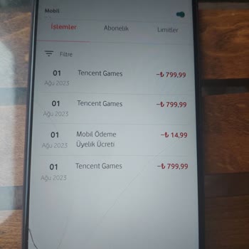 Tencent Games Türkiye Tencent Games Tarafından İznim Olmadan Yapılan Ücretlendirme