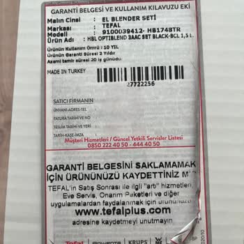 Servis Hizmetleri (0850 840 92 12) Tefal Blender/Kahve Makinesi Arıza