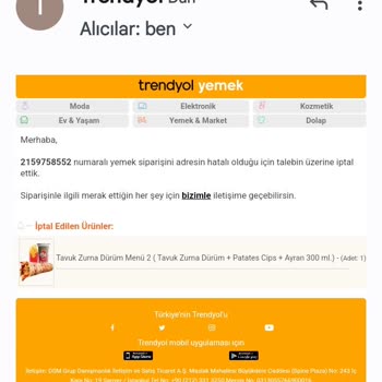 Trendyol Yemek Ücretini Aldı Siparişi Teslim Etmedi!