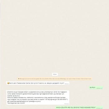 WhatsApp A Bilinmeyen Yurt Dışı Numarasından Gelen Mesaj