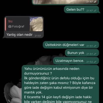 Haza Moda Kusurlu Ürün Yolluyor.