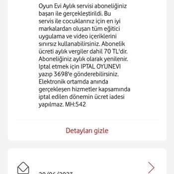 Vodafone Onayım Olmadan Oyunevi Üyeliğini Başlatıp Faturama Yansıttı